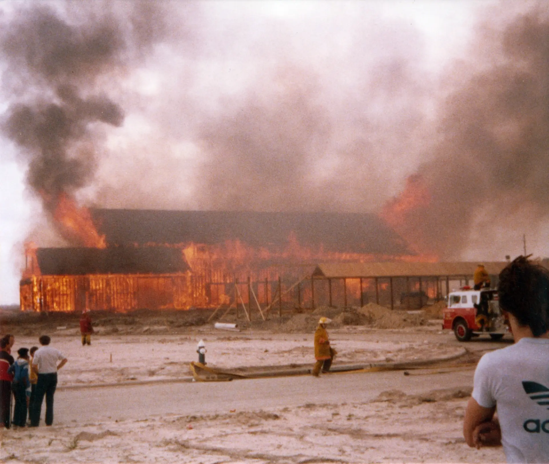 Church building on fire.